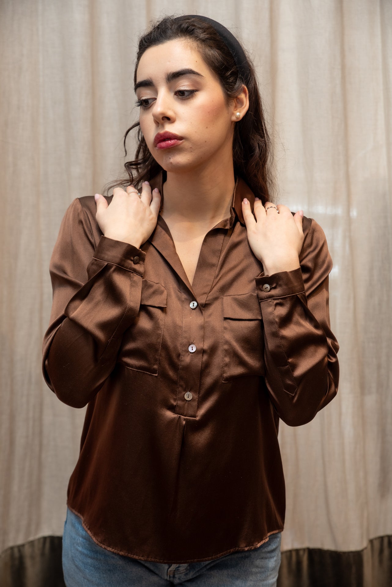 Top modello MILANO in seta Strech