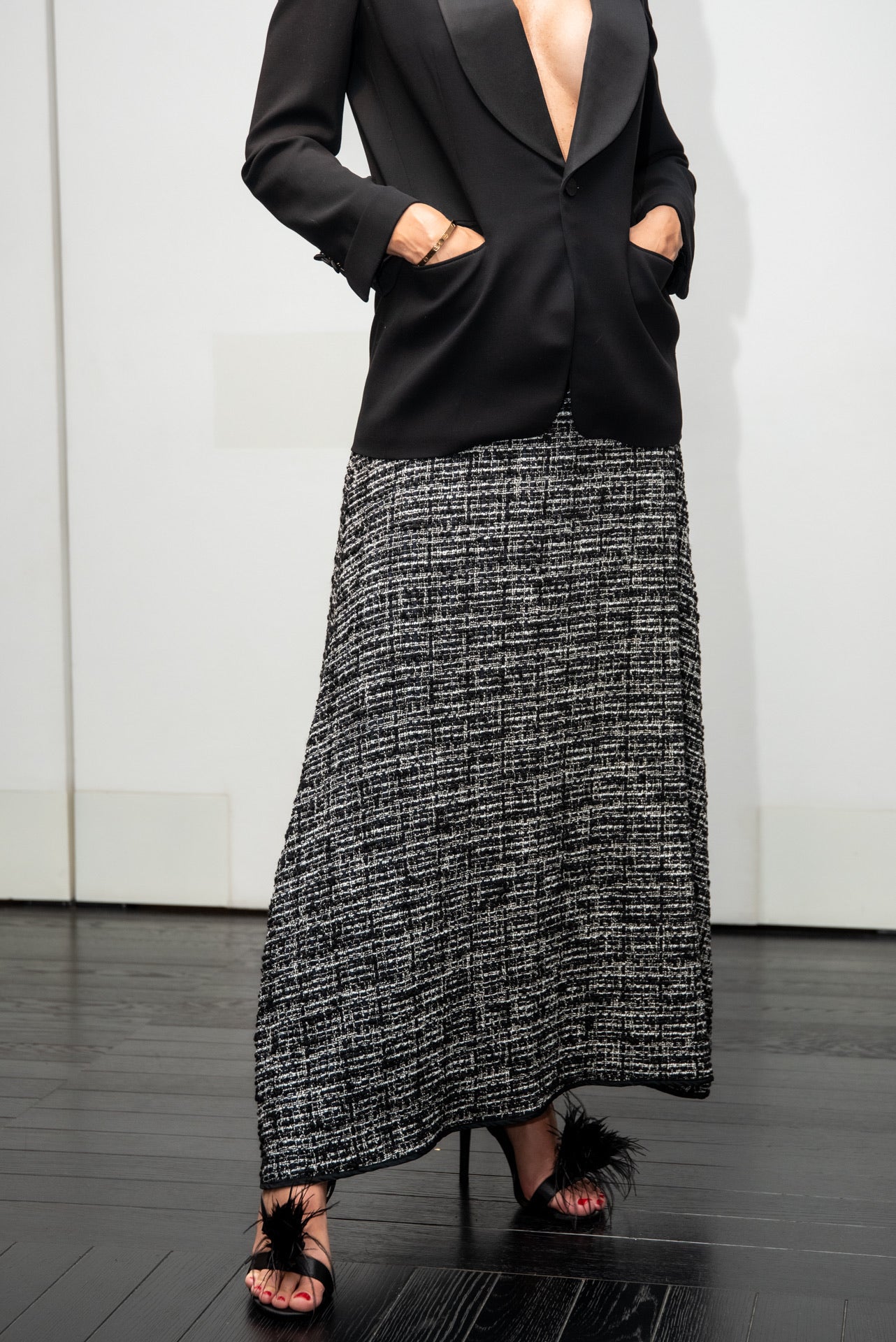 Gonna Sandrina Tweed Nero Melange