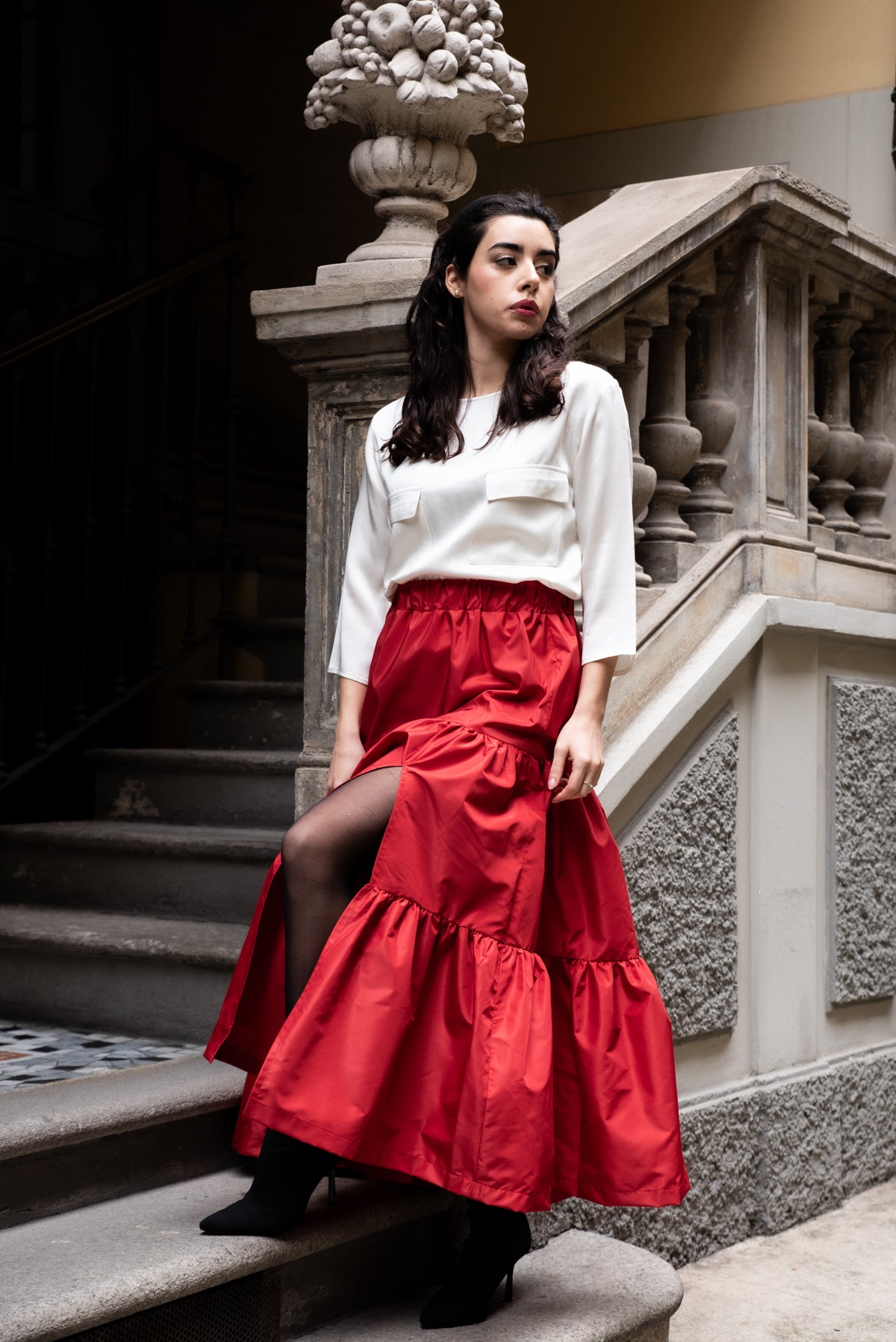 Gonna Franci Taffeta’ Rosso