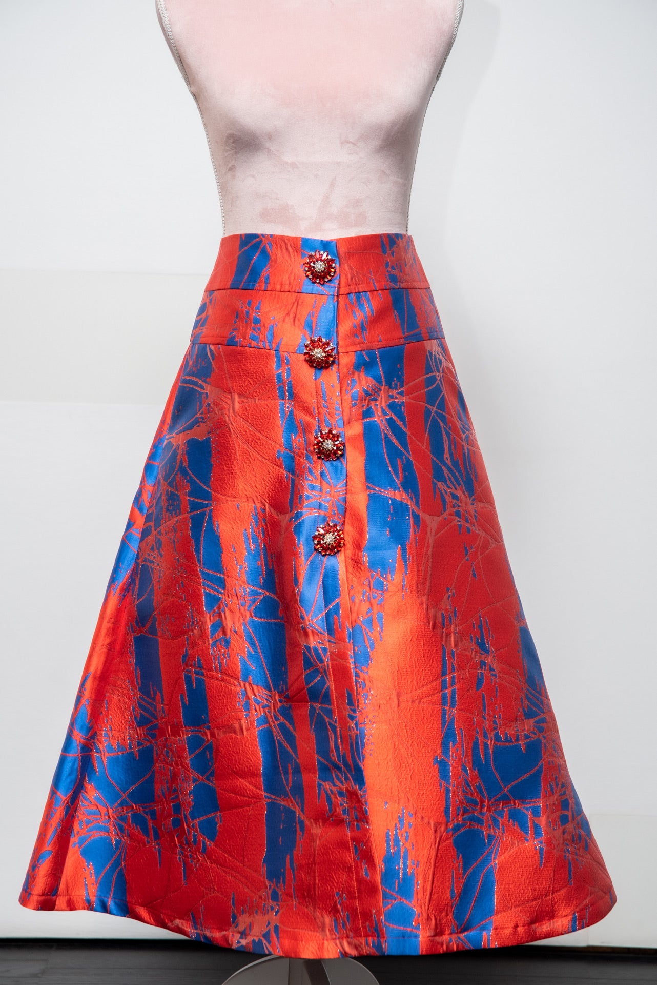 Gonna Letizia Broccato Rosso