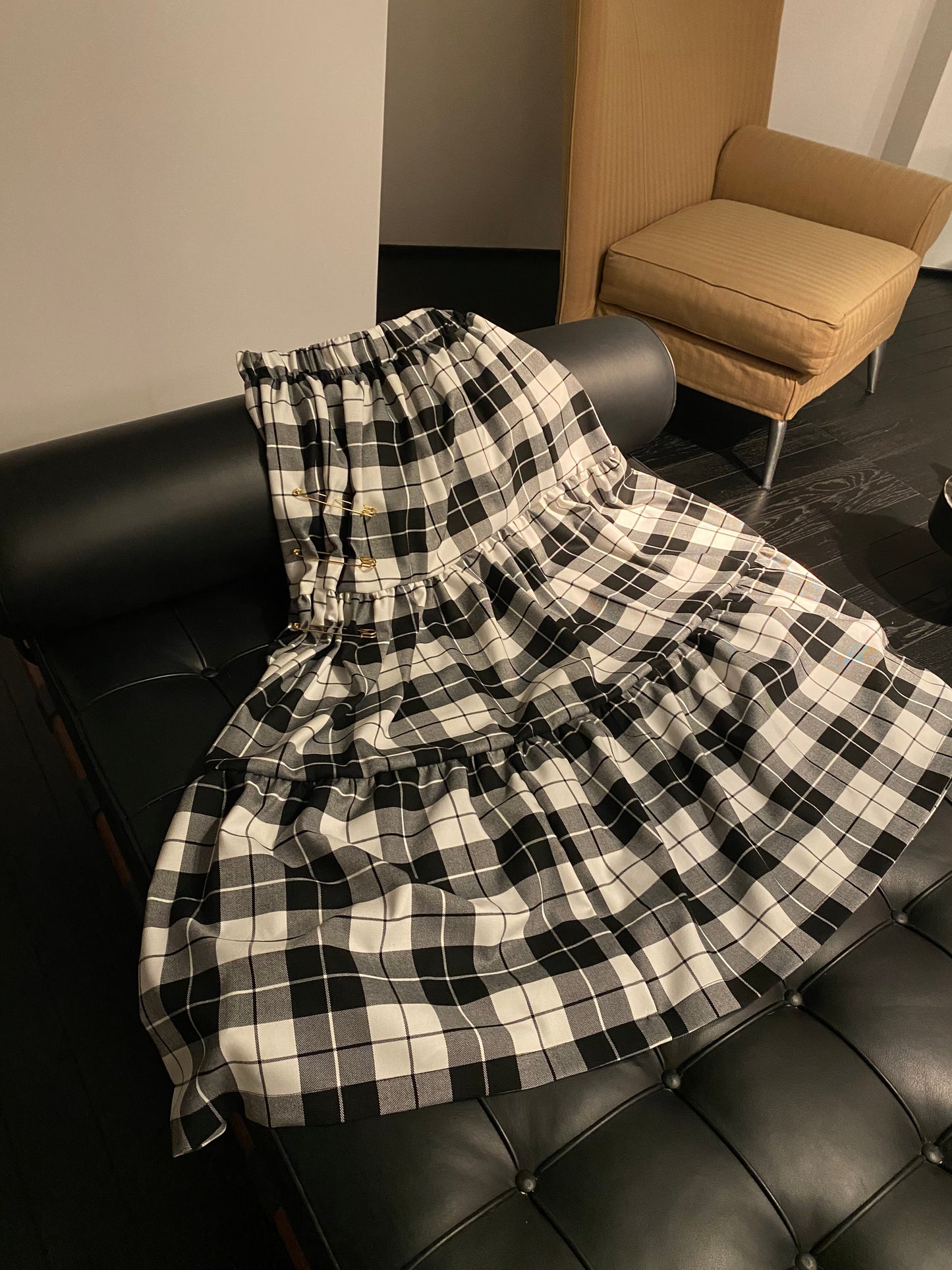 Gonna Franci Tartan Scacchi Bianco