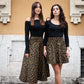 Gonna Valentina lunga in jeans Leopardo