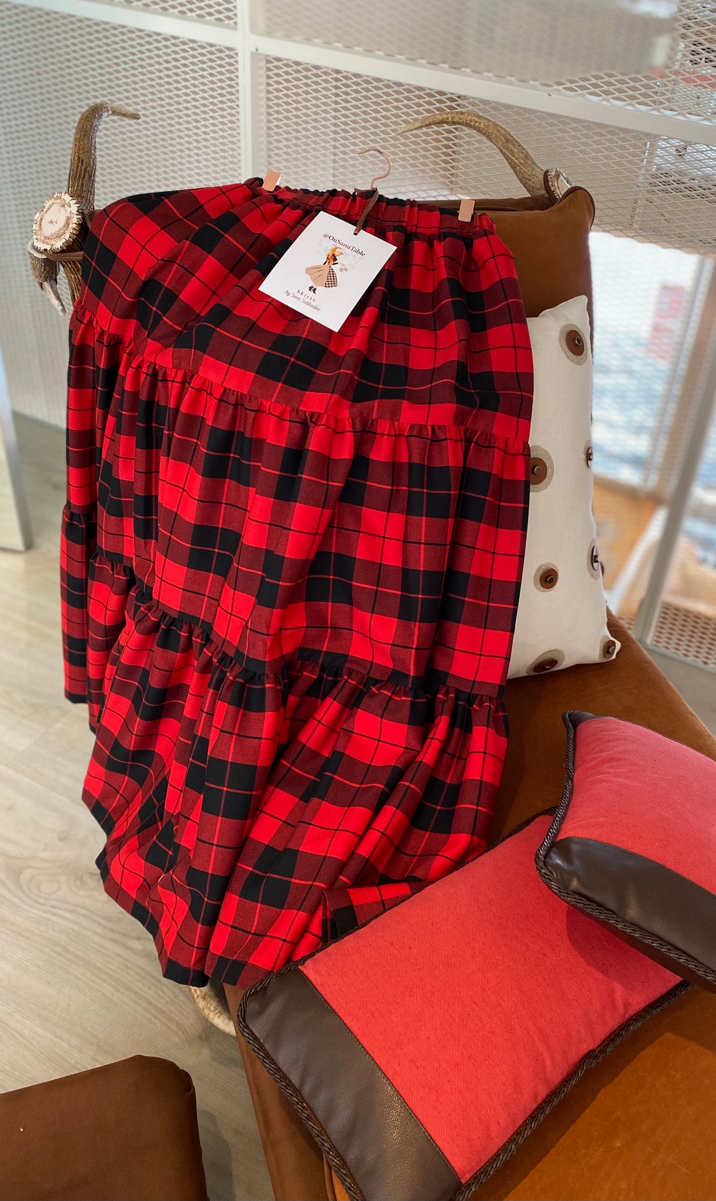 Gonna Franci Tartan Scacchi Rosso