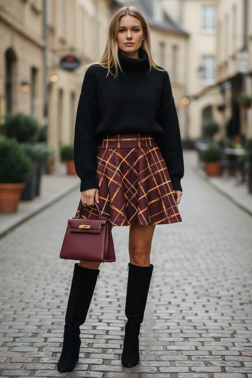 Gonna Valentina Cinghie tessuto panno Bordeaux