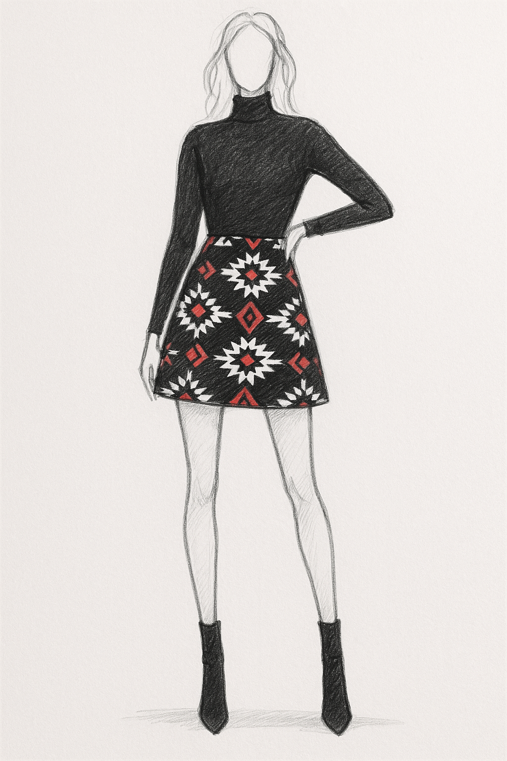 Gonna Corta Monica Itkat tessuto panno nero