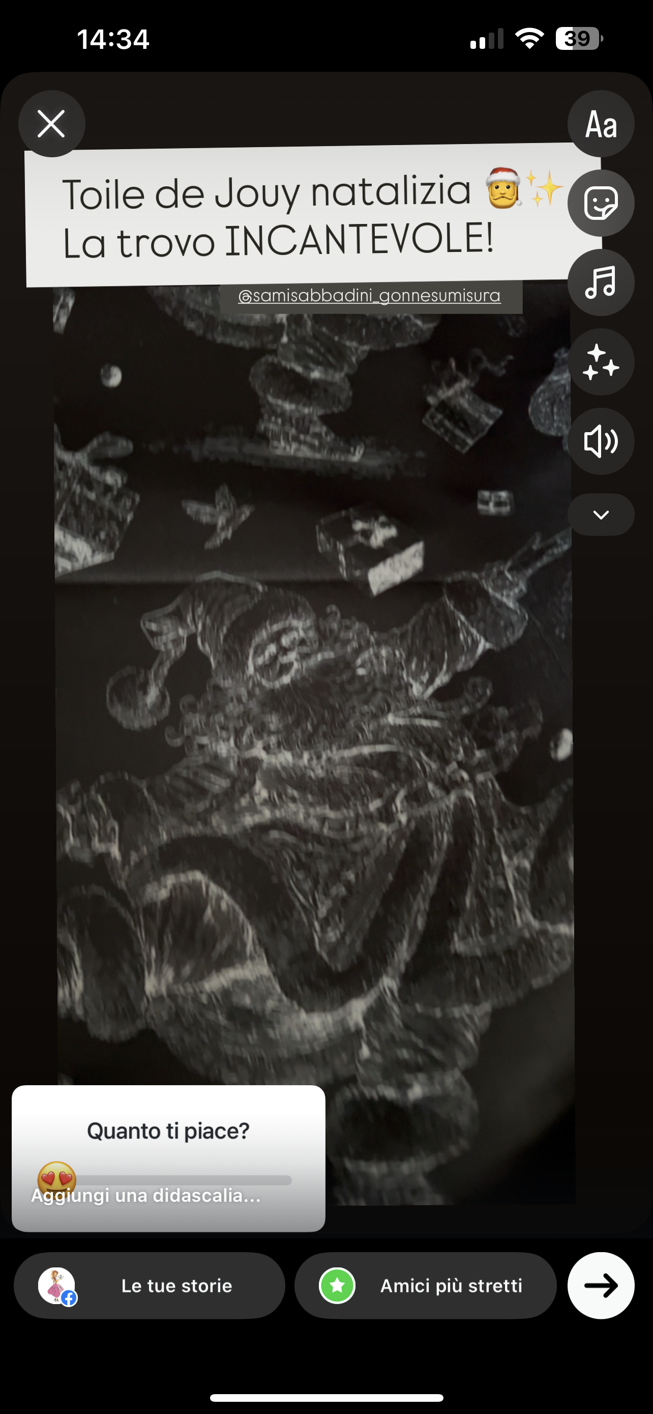 Gonna Valentina Babbo Natale  Tessuto Douchesse Nero