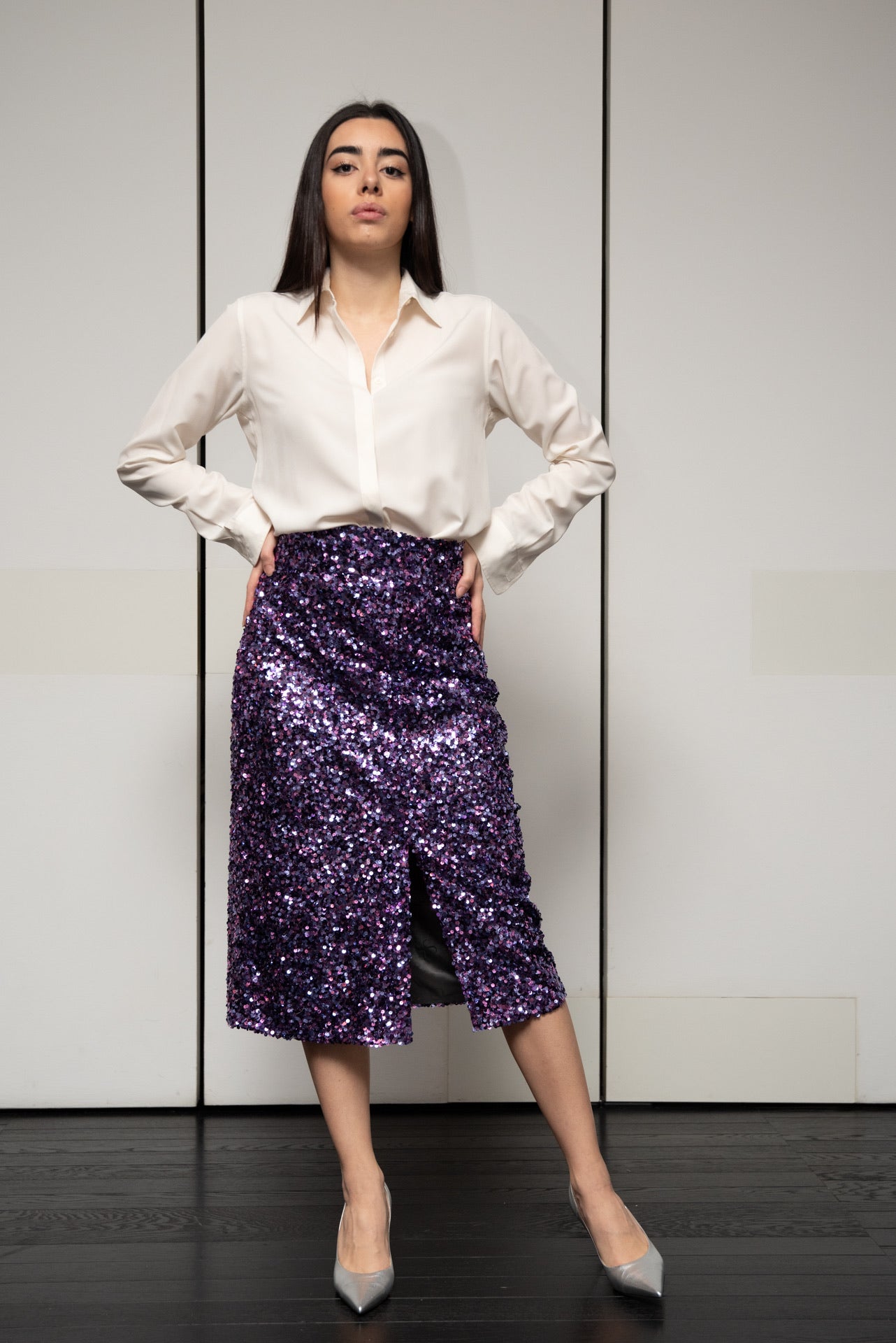 Gonna Sandrina Paillettes Viola