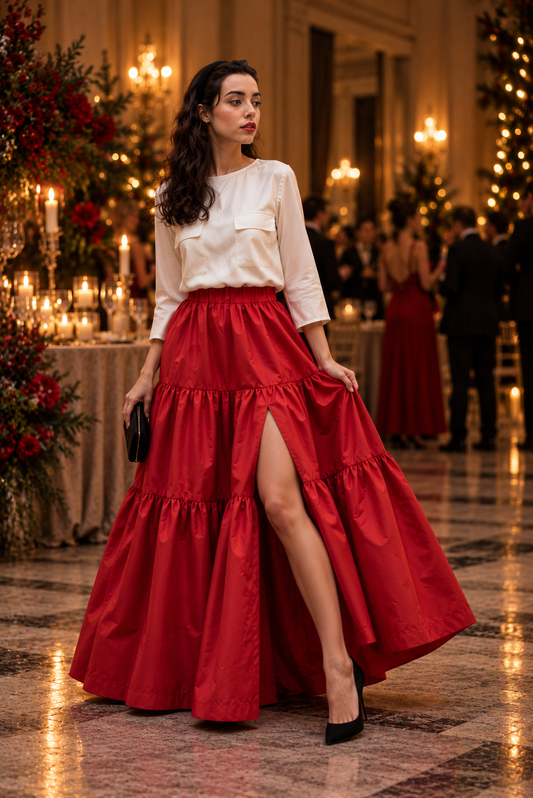 Gonna Franci Taffeta’ Rosso