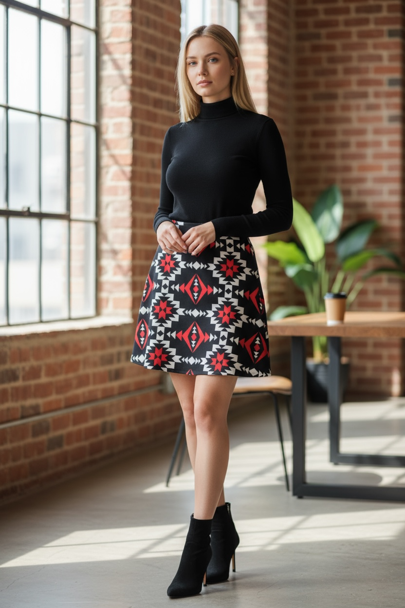 Gonna Corta Monica Itkat tessuto panno nero