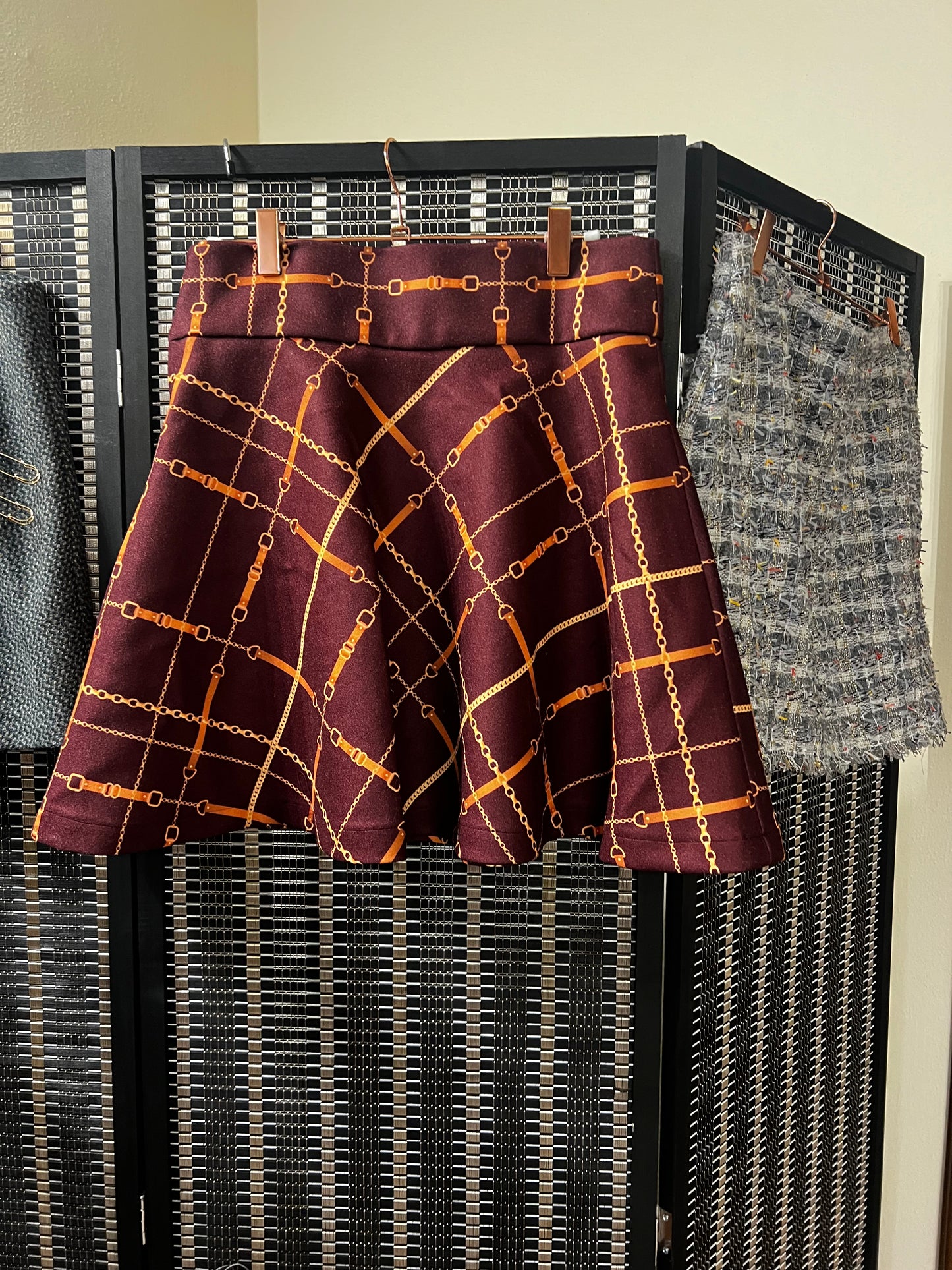 Gonna Valentina Cinghie tessuto panno Bordeaux