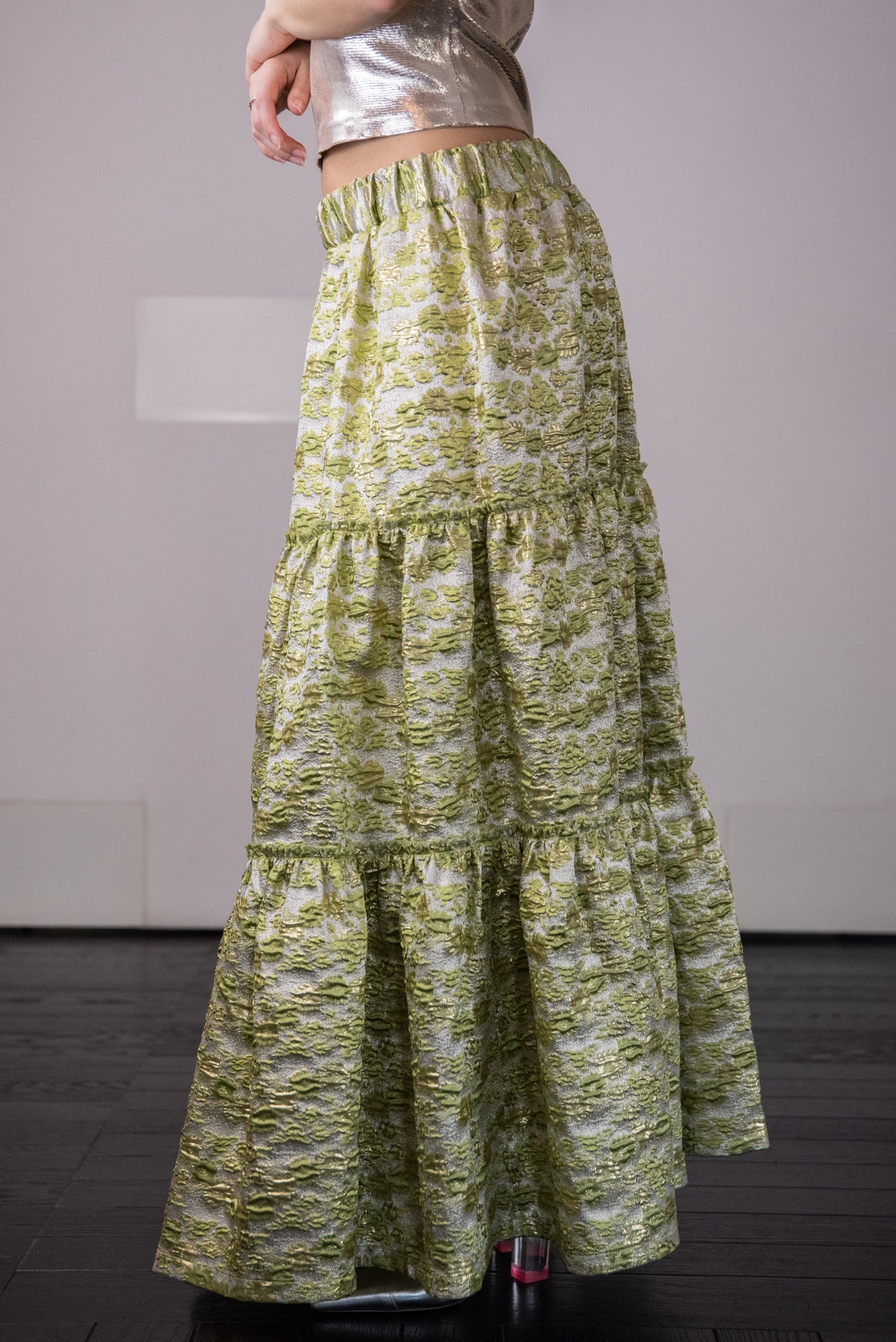 Gonna Franci  Broccato verde
