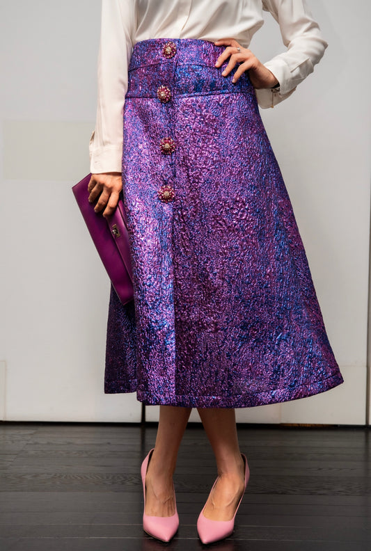Gonna Letizia Broccato Viola