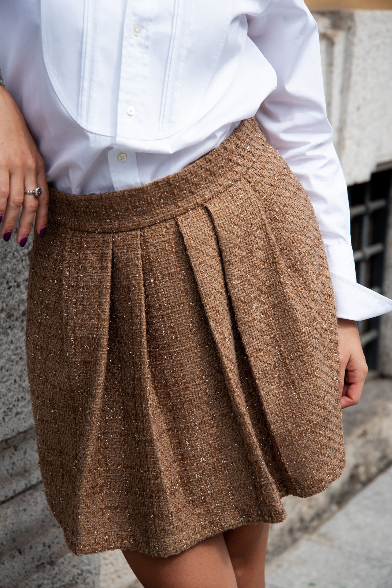 Gonna Paola Tweed Lame’ Nocciola