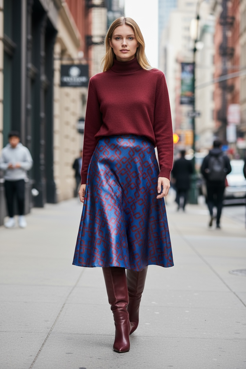 Gonna Malu’ in satin Blu motivo greche