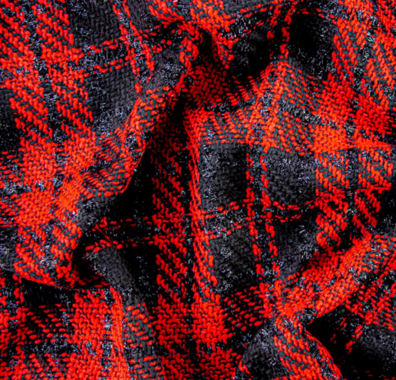 Gonna Valentina Corta Tweed Lame’ Rosso e Nero a Quadri