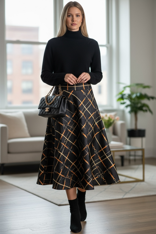 Gonna Valentina Cinghie tessuto panno Nero