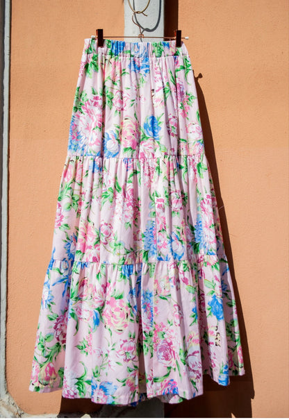 Gonna Franci e top Capri in Cotone a fiori