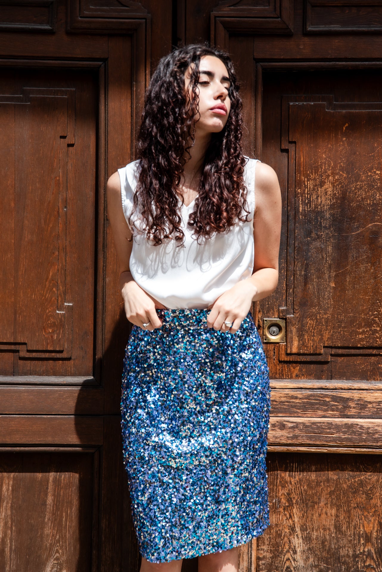 Gonna Giorgina  Paillettes Cielo