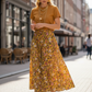 Gonna Malu’ chiffon ocra con fiori