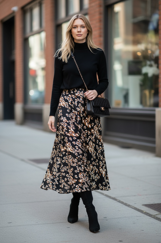 Gonna Malu’ in satin  motivo maculato