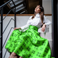 Gonna Valentina Catene tessuto Satin Verde lime
