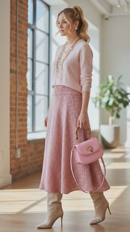 Gonna Valentina Tweed Rosa e Oro