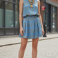 Gonna Paola Satin catene azzurro